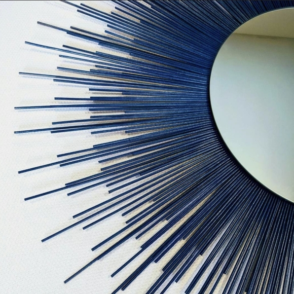 35" Blue Sunburst Mirror Decorative Wall Mirror Home Decor - Picture 2 of 4